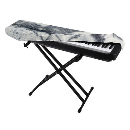 Dark Grey White Marble Print Piano Keyboard Cover