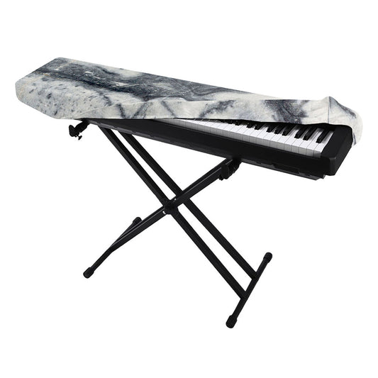 Dark Grey White Marble Print Piano Keyboard Cover