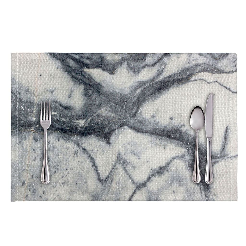Dark Grey White Marble Print Placemat