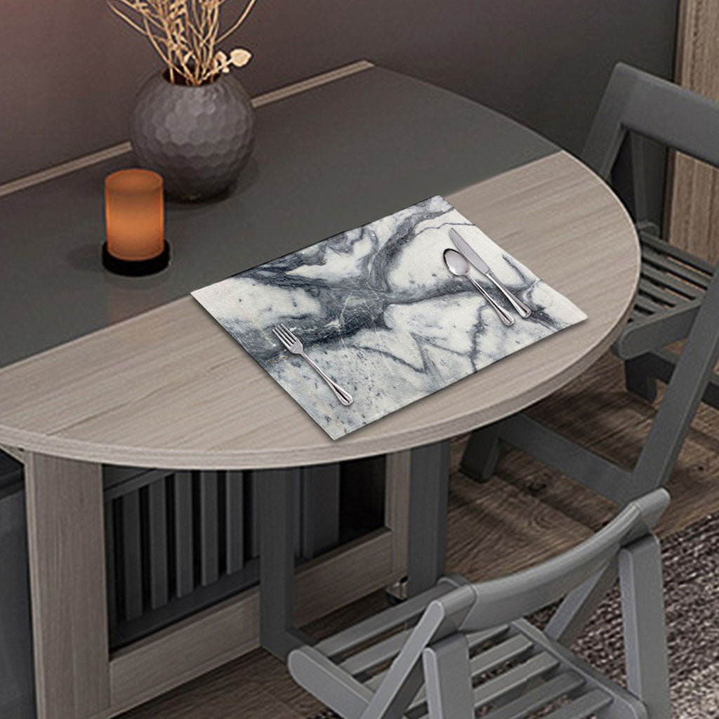 Dark Grey White Marble Print Placemat