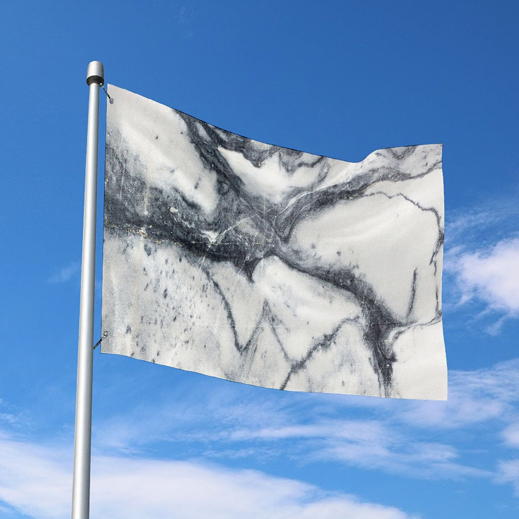 Dark Grey White Marble Print Polyester Flag