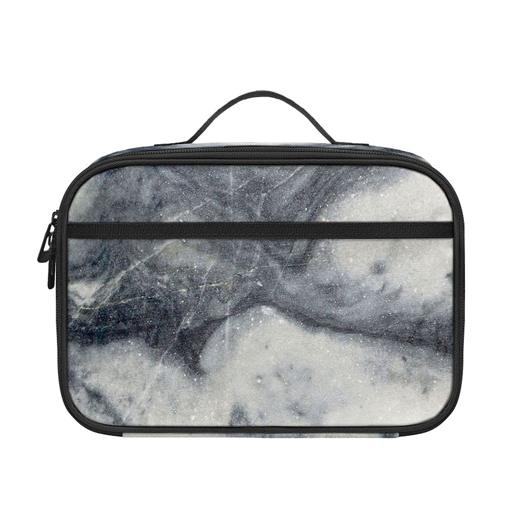 Dark Grey White Marble Print Portable Lunch Bag