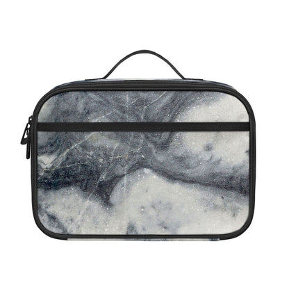 Dark Grey White Marble Print Portable Lunch Bag