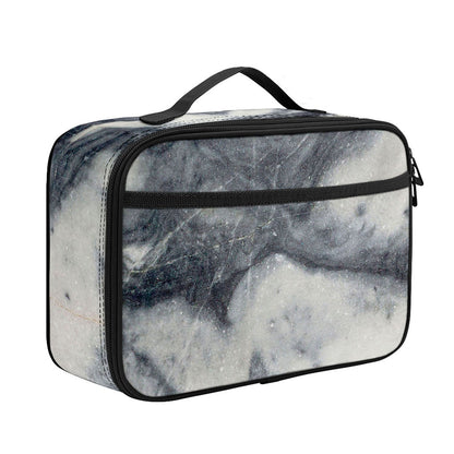 Dark Grey White Marble Print Portable Lunch Bag