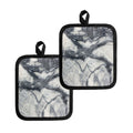 Dark Grey White Marble Print Pot Holders