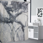 Dark Grey White Marble Print Premium Shower Curtain