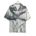 Dark Grey White Marble Print Rayon Hawaiian Shirt