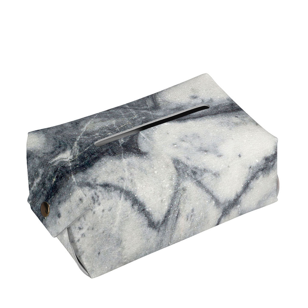 Dark Grey White Marble Print Rectangle Tissue Box Cover