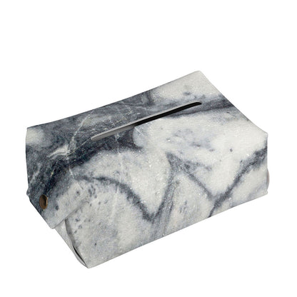 Dark Grey White Marble Print Rectangle Tissue Box Cover