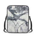Dark Grey White Marble Print Rectangular Crossbody Bag