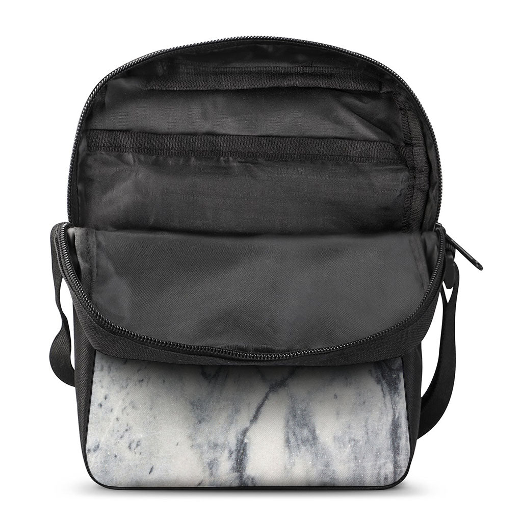 Dark Grey White Marble Print Rectangular Crossbody Bag