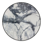 Dark Grey White Marble Print Round Floor Mat