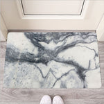 Dark Grey White Marble Print Rubber Doormat