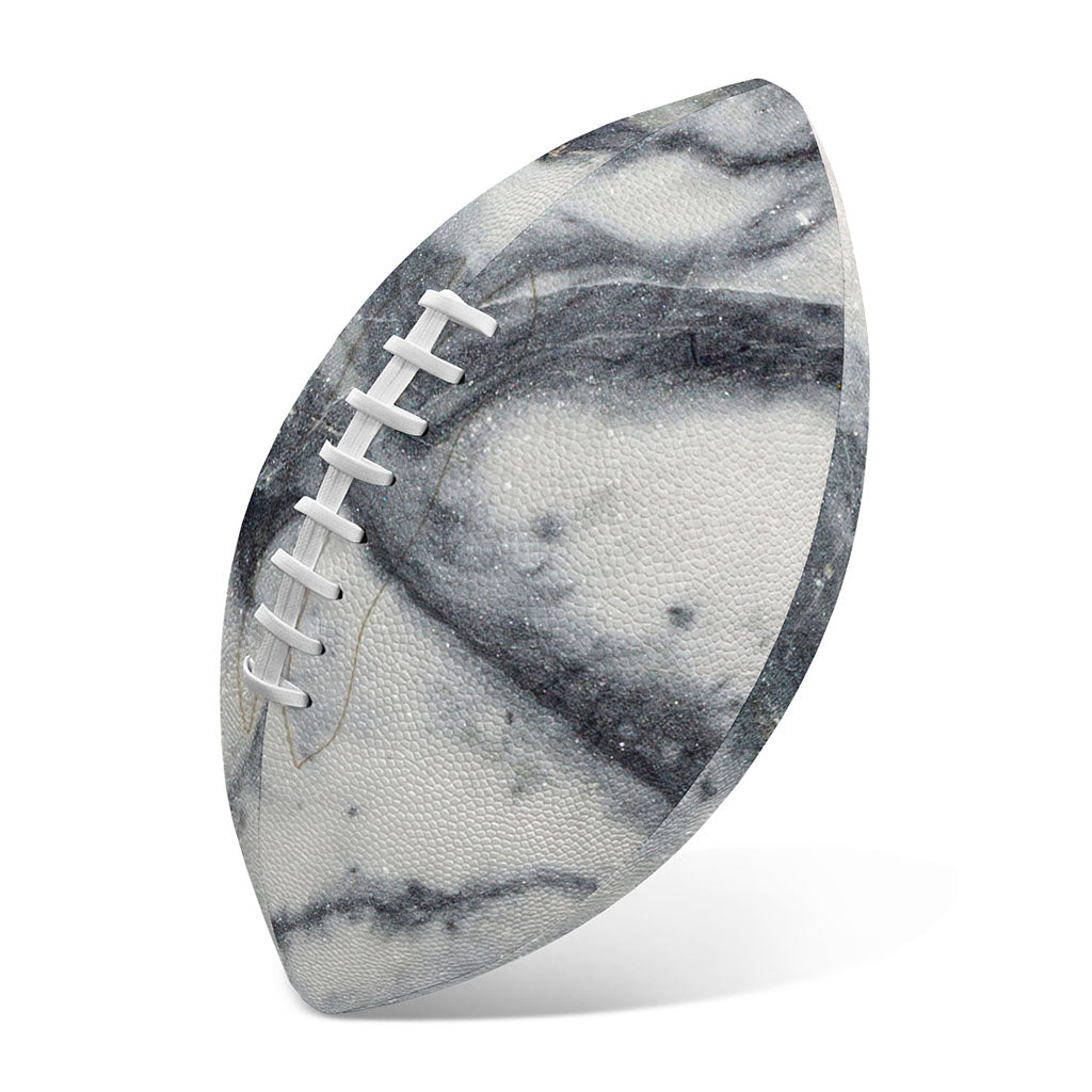 Dark Grey White Marble Print Rugby Ball