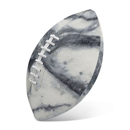 Dark Grey White Marble Print Rugby Ball