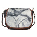 Dark Grey White Marble Print Saddle Bag
