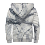Dark Grey White Marble Print Sherpa Lined Zip Up Hoodie