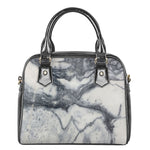 Dark Grey White Marble Print Shoulder Handbag