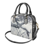 Dark Grey White Marble Print Shoulder Handbag