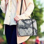 Dark Grey White Marble Print Shoulder Strap Bible Bag