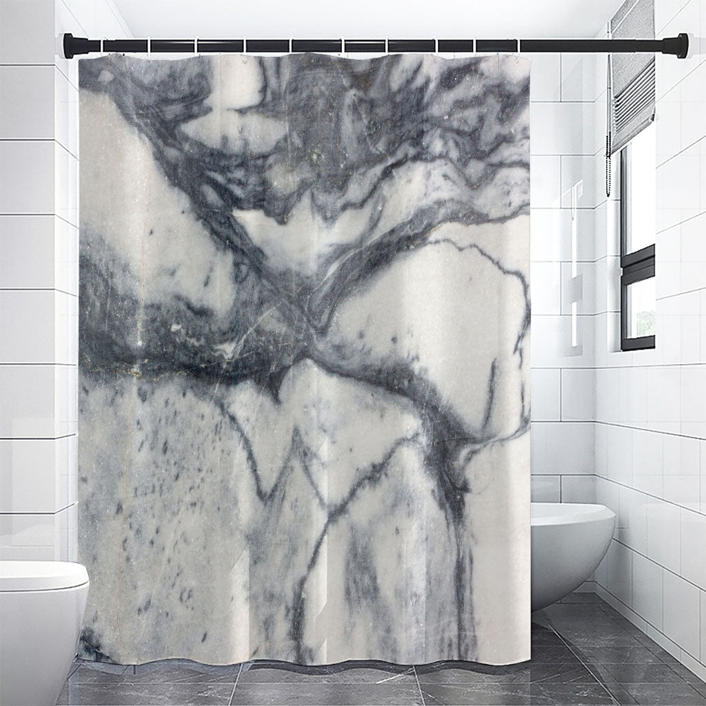 Dark Grey White Marble Print Shower Curtain