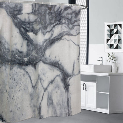 Dark Grey White Marble Print Shower Curtain