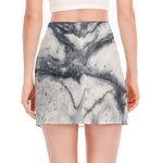 Dark Grey White Marble Print Side Slit Mini Skirt