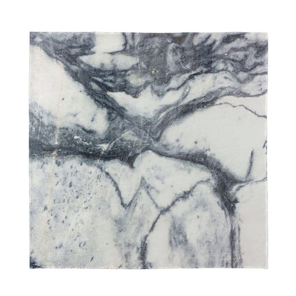 Dark Grey White Marble Print Silk Bandana