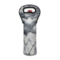 Dark Grey White Marble Print Single Neoprene Wine Tote