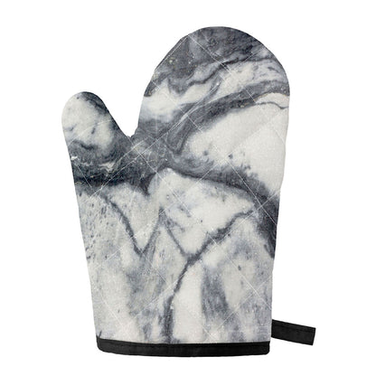 Dark Grey White Marble Print Single Oven Mitt