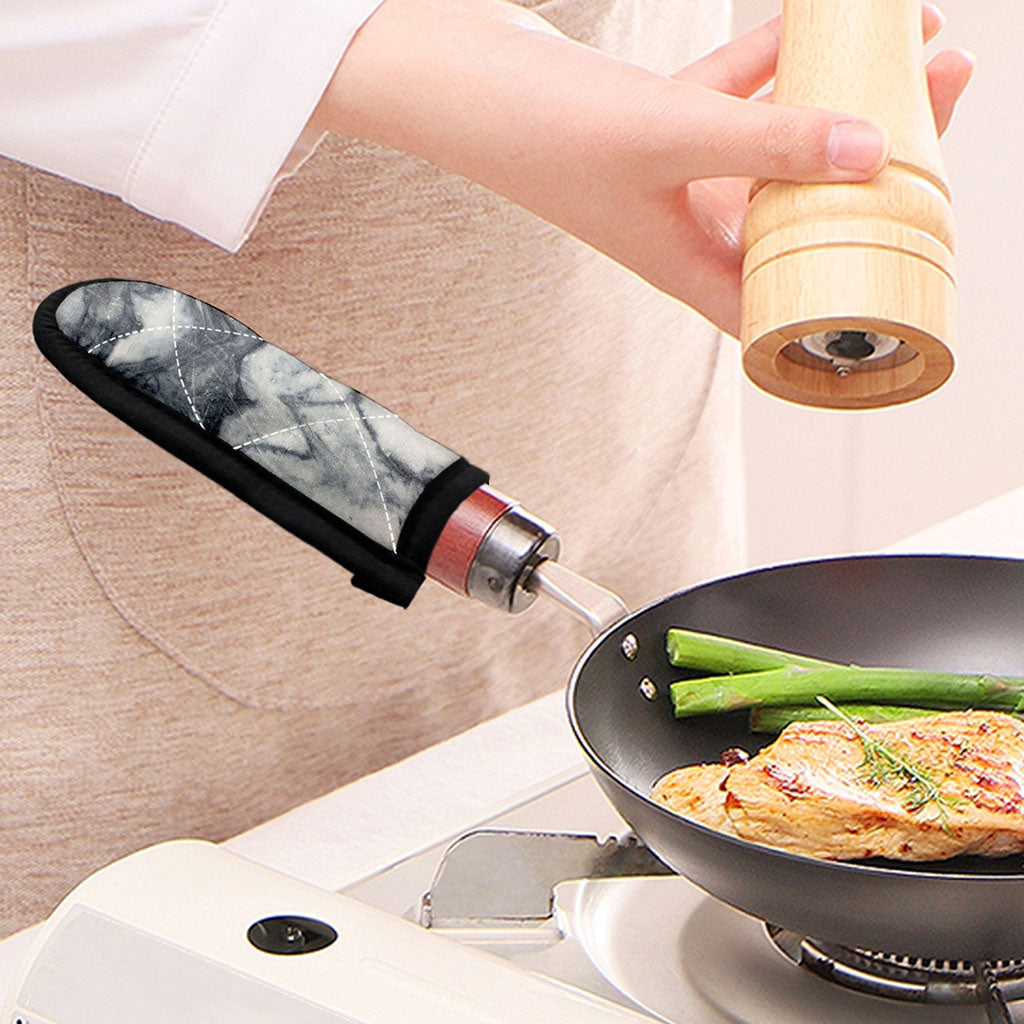 Dark Grey White Marble Print Skillet Handle Cover