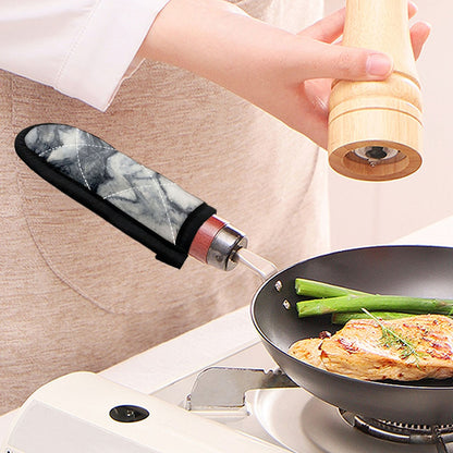 Dark Grey White Marble Print Skillet Handle Cover