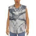 Dark Grey White Marble Print Sleeveless Baseball Jersey