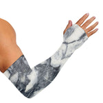 Dark Grey White Marble Print Sun Protection Arm Sleeves
