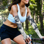 Dark Grey White Marble Print Sun Protection Arm Sleeves