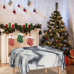 Dark Grey White Marble Print Tablecloth