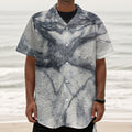 Dark Grey White Marble Print Textured Short Sleeve Shirt