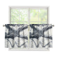 Dark Grey White Marble Print Tier Curtains