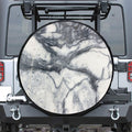 Dark Grey White Marble Print Tire Cover
