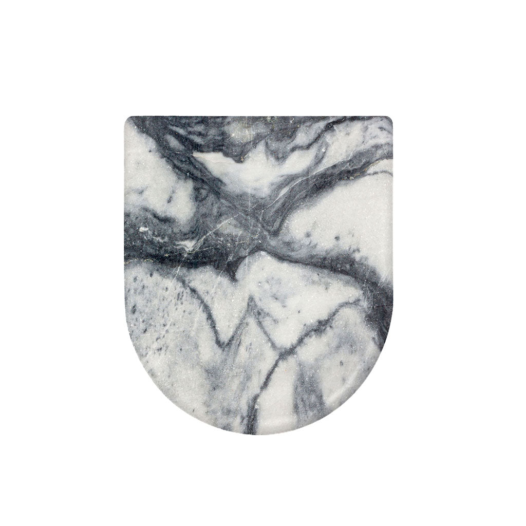 Dark Grey White Marble Print Toilet Lid Cover