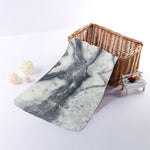 Dark Grey White Marble Print Towel