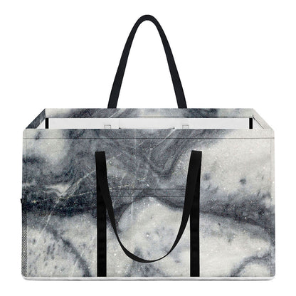 Dark Grey White Marble Print Utility Tote Bag