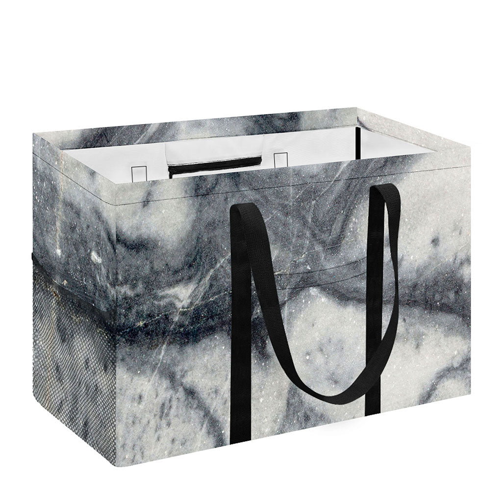 Dark Grey White Marble Print Utility Tote Bag