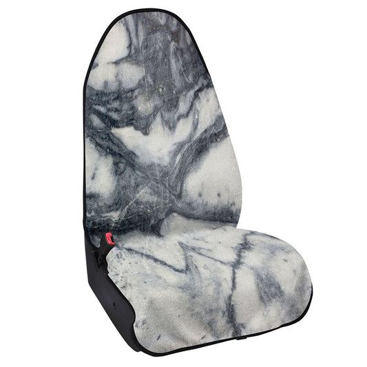 Dark Grey White Marble Print Waterproof Car Seat Cover