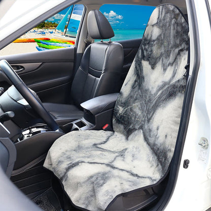Dark Grey White Marble Print Waterproof Car Seat Cover