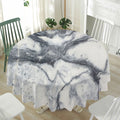 Dark Grey White Marble Print Waterproof Round Tablecloth