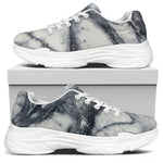 Dark Grey White Marble Print White Chunky Shoes