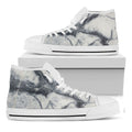 Dark Grey White Marble Print White High Top Sneakers