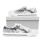 Dark Grey White Marble Print White Low Top Sneakers