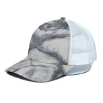 Dark Grey White Marble Print White Mesh Trucker Cap